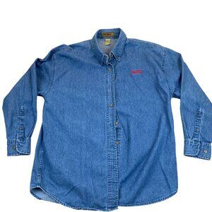 Coca-Cola Mens Chambray Shirt Large Long Sleeve Button Down